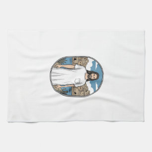 Linge De Cuisine T-Shirt Scénique à Figure Spirituelle Gravure Vint