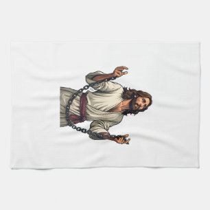Linge De Cuisine T-shirt vintage gravure Jésus Chaînes Brisées