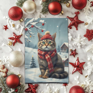 Linge De Cuisine Tabby Chat en hiver avant l'hiver avant l'hiver et