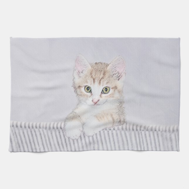 Linge De Cuisine Tabby Orange Kitten Peinture - Art Chat original (Horizontal)