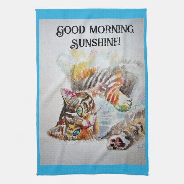 Linge De Cuisine Tabby tabbies Cute Chat chats aquarelle Tea Towque (Vertical)