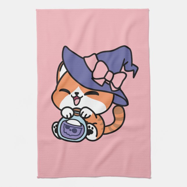 Linge De Cuisine Tabby Witch Brew – Joli Design de Chat Halloween (Vertical)