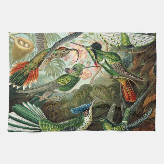 Linge De Cuisine tableau classique de la faune des oiseaux colibris (Horizontal)