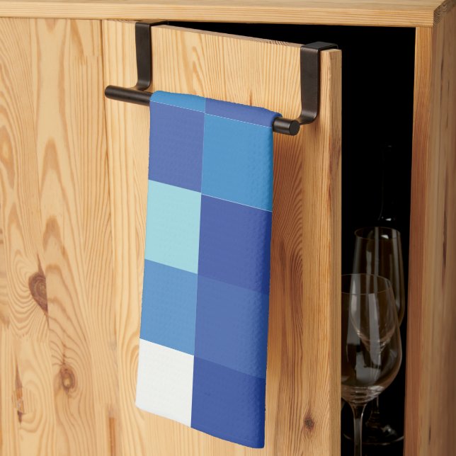 Linge De Cuisine Tableau de contrôle bleu Motif Carré moderne (Pliage en tiers)