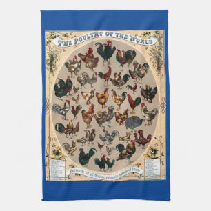 Linge De Cuisine Tableau des poulets et des coqs d'oiseaux vintages
