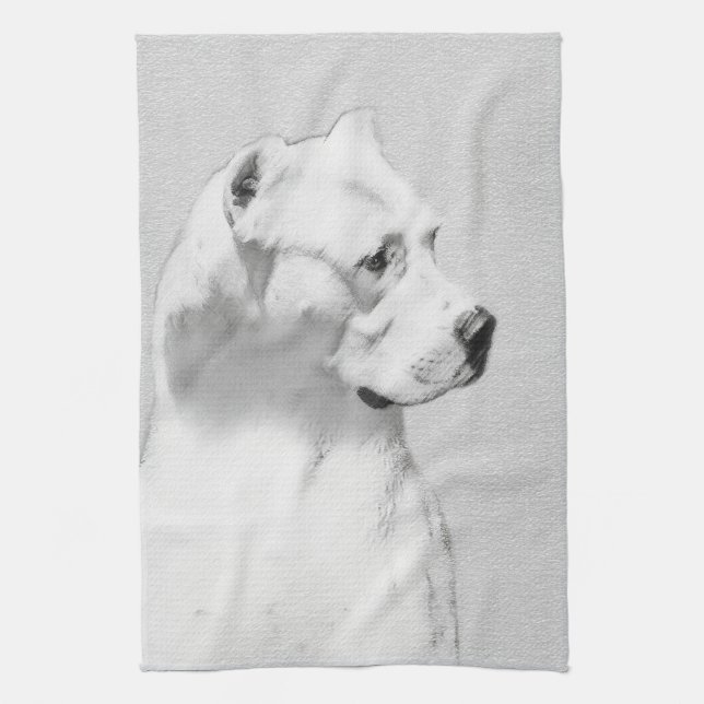 Linge De Cuisine Tableau Dogo Argentino - Art Chien original (Vertical)