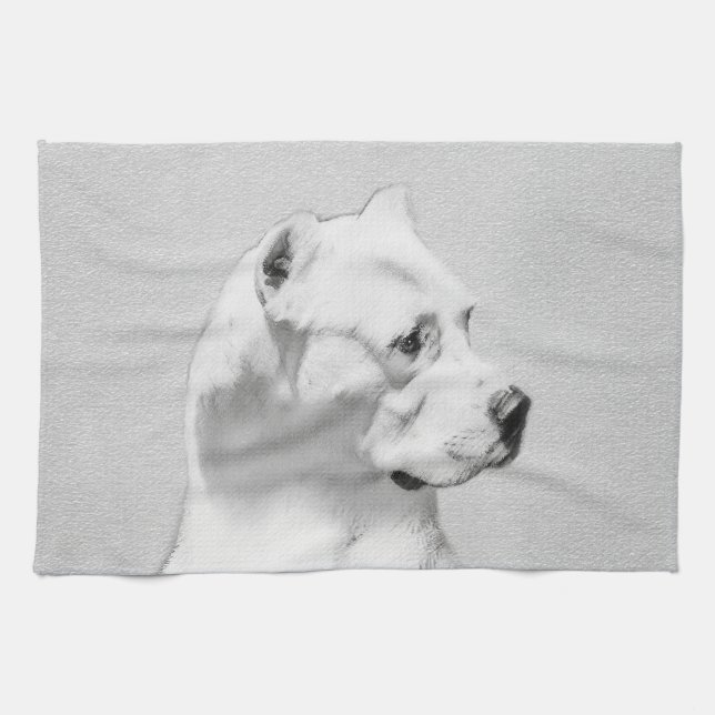 Linge De Cuisine Tableau Dogo Argentino - Art Chien original (Horizontal)