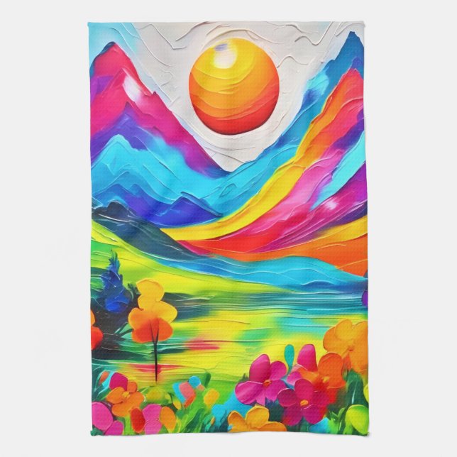 Linge De Cuisine Tableau Dreamy Mountain Majesty (Vertical)