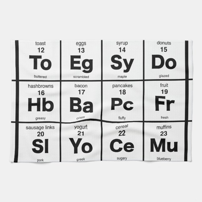 Linge De Cuisine Tableau périodique des nourritures de petit (Horizontal)