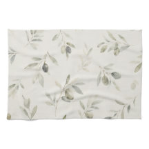 Tablier de cuisine à branche d'olive aquarelle