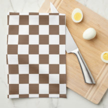 Tablier de cuisine à carreaux marron et blanc