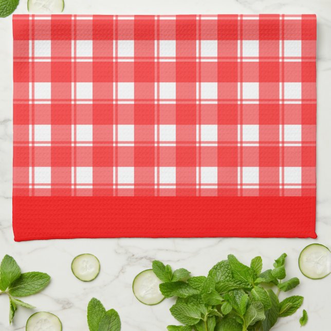 Linge De Cuisine Tablier de cuisine à carreaux rétro rouge et blanc (Plié)