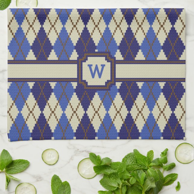 Linge De Cuisine Tablier de cuisine Argyle Scone Blueberry (Plié)