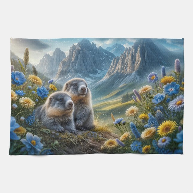 Linge De Cuisine Tablier de cuisine bébé marmottes (Horizontal)