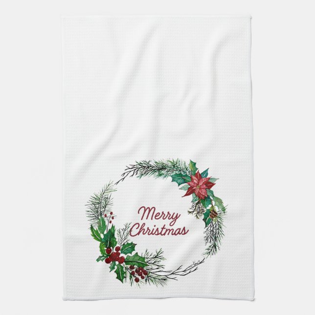 Linge De Cuisine Tablier de cuisine Couronne de Noël joyeux (Vertical)