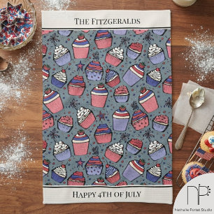 Linge De Cuisine Tablier de cuisine Cupcake bleu français du 4 juil