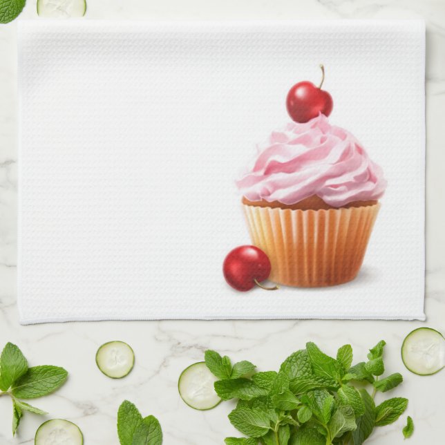 Linge De Cuisine Tablier de cuisine Cupcake cerise (Plié)