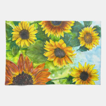 Tablier de cuisine en aquarelle Tournesol Heure do