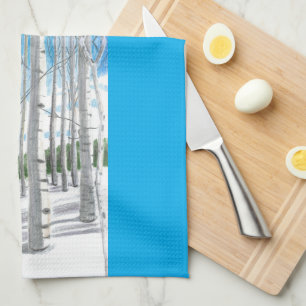 Linge De Cuisine Tablier de cuisine Forêt d'aspens en hiver à l'aqu