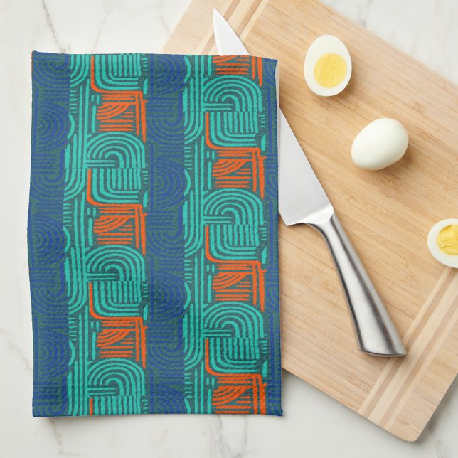 Linge De Cuisine Tablier de cuisine géométrique orange chrome Afroc (Créateur téléchargé)