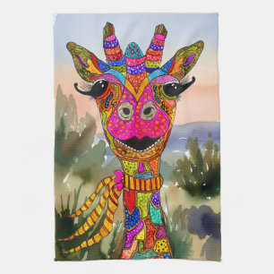 Linge De Cuisine Tablier de cuisine girafe coloré