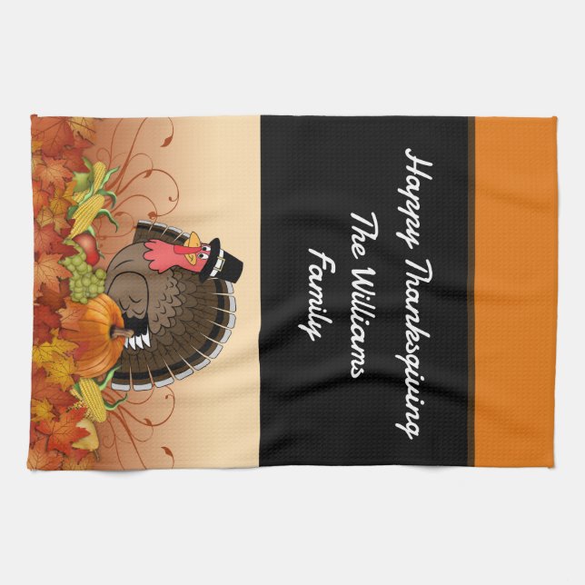 Linge De Cuisine Tablier de cuisine monogrammé de Thanksgiving (Horizontal)