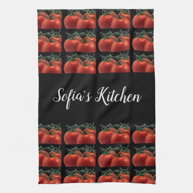 Linge De Cuisine Tablier de cuisine motif tomate monogramme (Vertical)