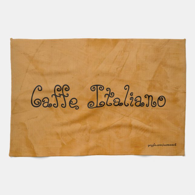 Linge De Cuisine Tablier de cuisine orange toscan Caffe Italiano (Horizontal)