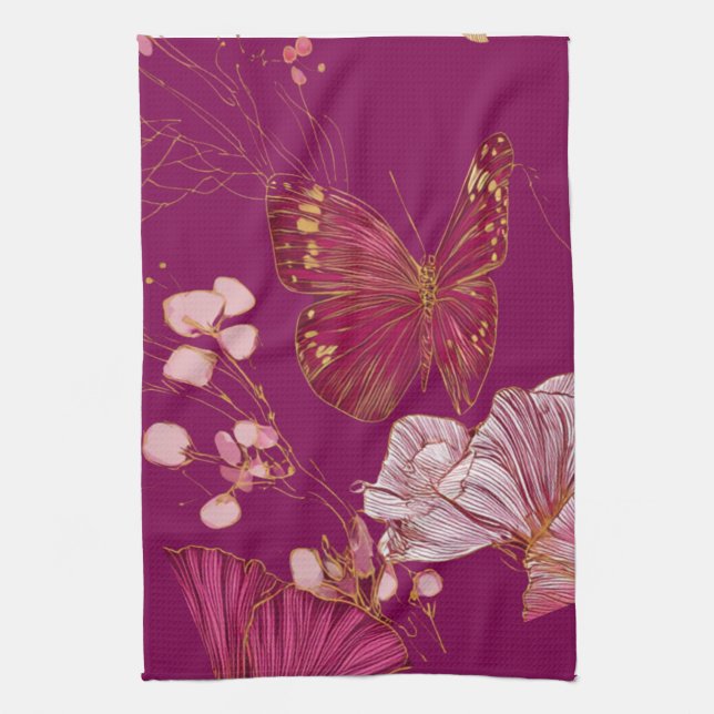 Linge De Cuisine Tablier de cuisine Papillon Rose (Vertical)