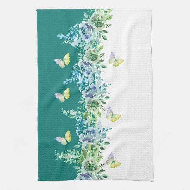 Linge De Cuisine Tablier de cuisine papillons botaniques vert sarce (Vertical)