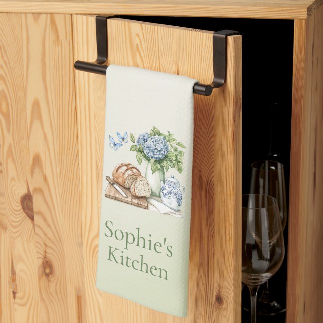 Linge De Cuisine Tablier de cuisine personnalisé Hydrangea, nom per (Pliage en tiers)