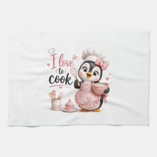 Linge De Cuisine Tablier de cuisine pingouin "J'adore cuisiner"