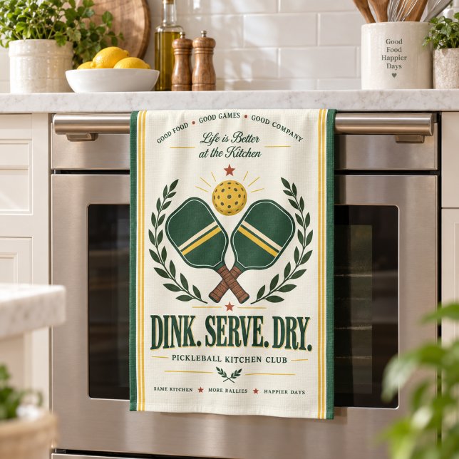 Linge De Cuisine Tablier de cuisine rétro de pickleball (Retro Pickleball Kitchen Towel
)