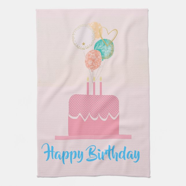 Linge De Cuisine Tablier de cuisine rose Joyeux Anniversaire (Vertical)