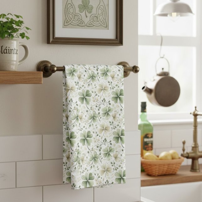 Linge De Cuisine Tablier de cuisine Trèfle à l'aquarelle | Trèfle i (Créateur téléchargé)