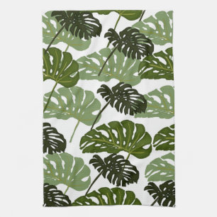 Linge De Cuisine Tablier de cuisine vert avec feuilles de Monstera