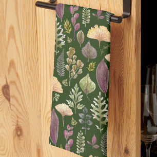 Linge De Cuisine Tablier de cuisine vert feuilles d'automne aquarel