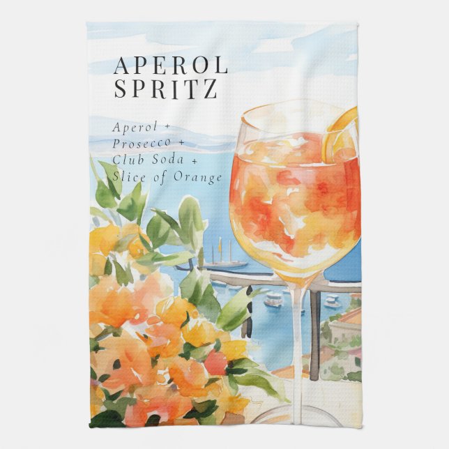 Linge De Cuisine Tablier de thé Aperol Spritz Amalfi Italie (Vertical)