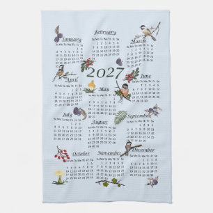 Linge De Cuisine Tablier de thé du calendrier 2027 Oiseaux et papil