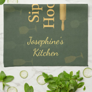 Linge De Cuisine Tablier de thé personnalisé Sip Sip Hourra pour am