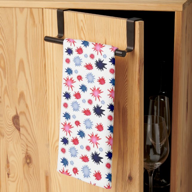 Linge De Cuisine Tache de peinture bleue et rouge (Pliage en tiers)