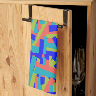 Linge De Cuisine Taches abstraites de corail bleu vert bleu vif