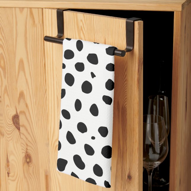 Linge De Cuisine Taches Cheetah Imprimer Noir Et Blanc (Pliage en tiers)