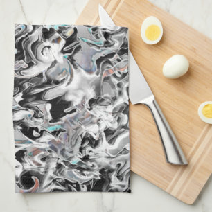 Linge De Cuisine Taches Chrome avec dégradé ou fume, Noir à gris
