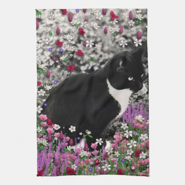Linge De Cuisine Taches de rousseur en fleurs II - chat de Kitty de (Vertical)