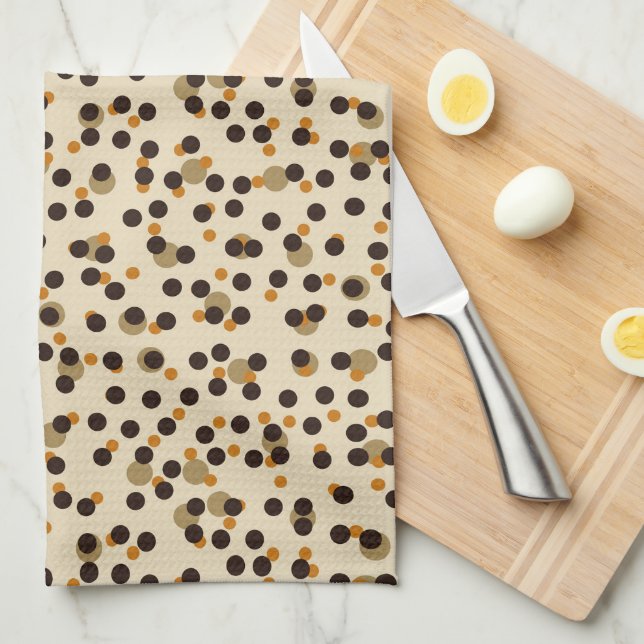 Linge De Cuisine taches orange, grain de café et beige (Quart Plié)