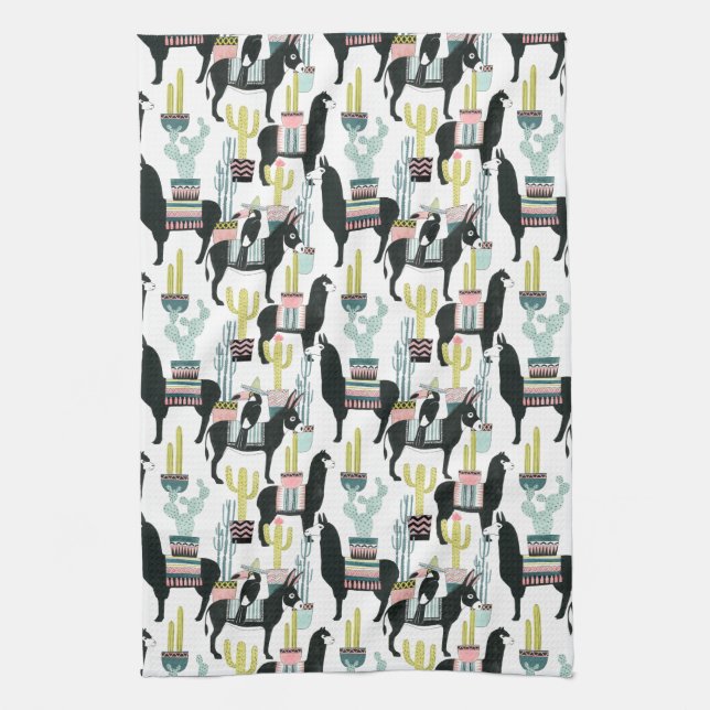 Linge De Cuisine Taco à propos d'amour | Motif Llama & Donkey (Vertical)