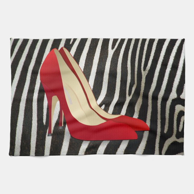 Linge De Cuisine talons hauts rouge (Horizontal)
