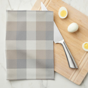 Linge De Cuisine Tan Grey Ivory Neutre Rustique Plaid