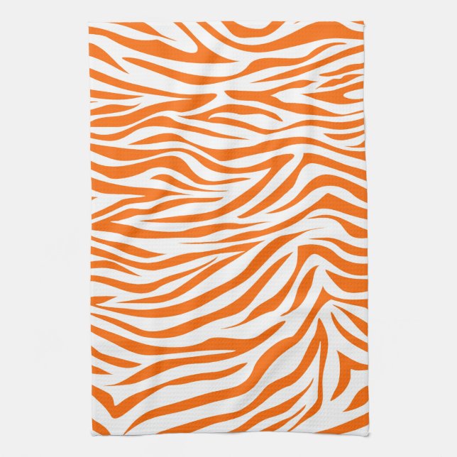 Linge De Cuisine Tangerine Safari Zebra (Vertical)